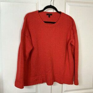 J.Crew Wool Blend Red Knit Sweater Oversized Womens Large Holiday Christmas
